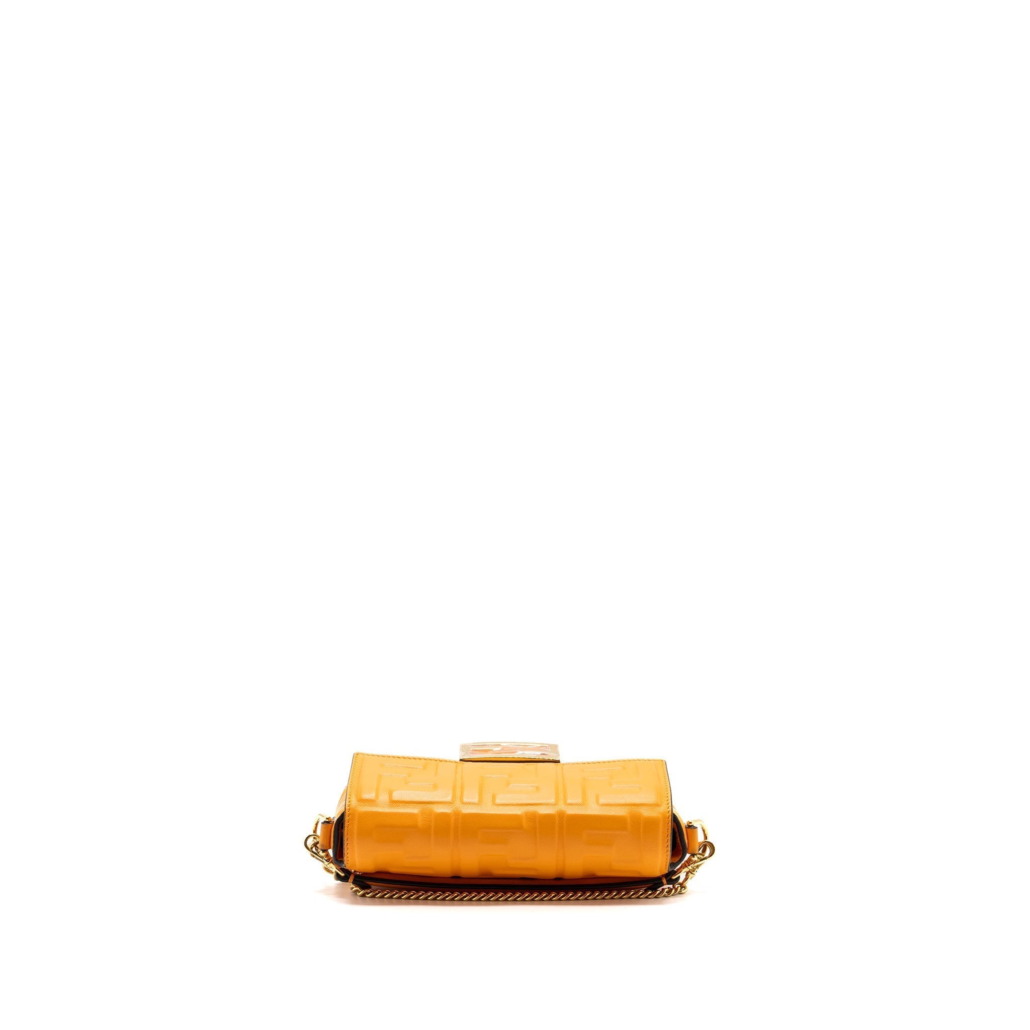 FENDI MINI BAGUETTE BAG NAPPA LAMBSKIN ORANGE GHW