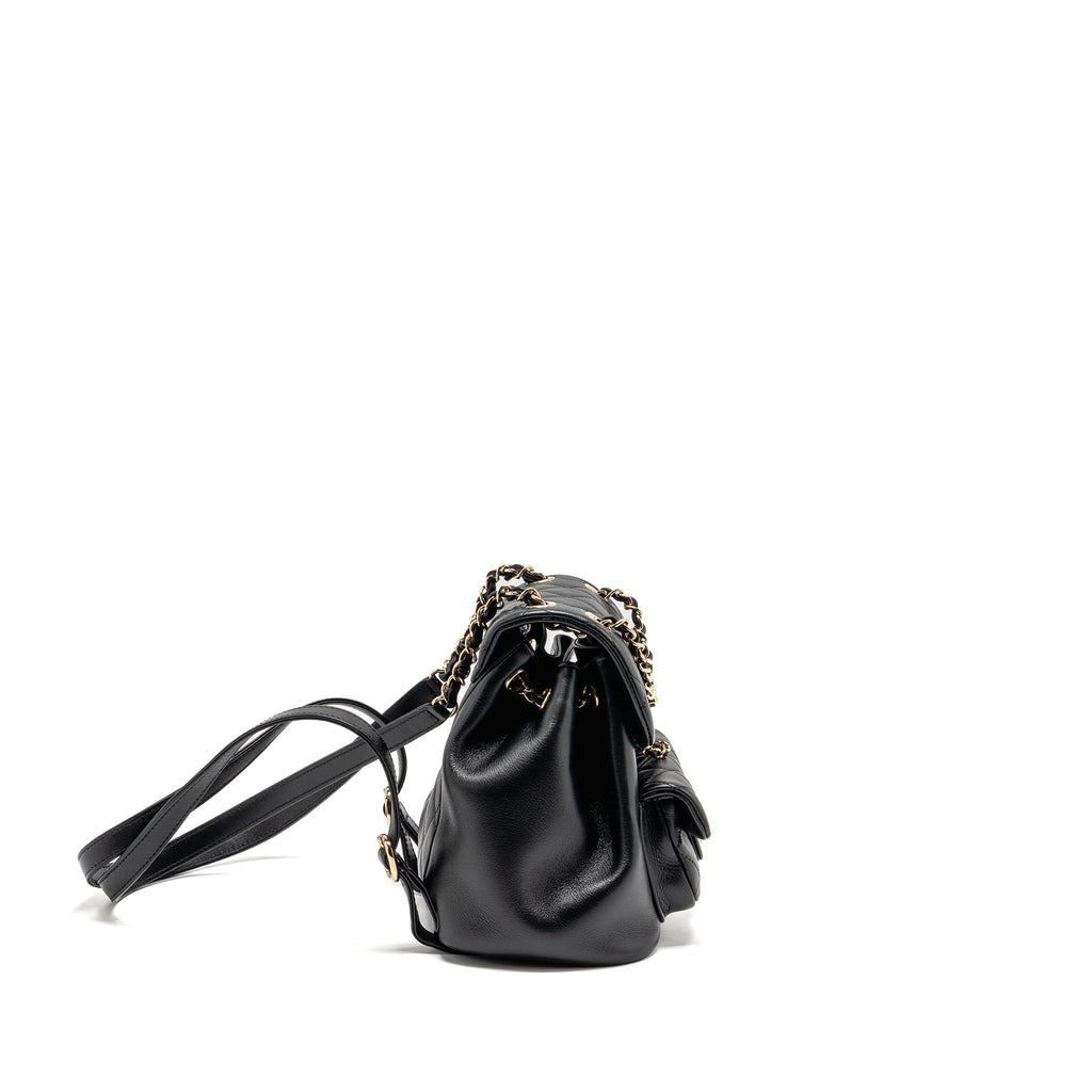 CHANEL MINI DUMA BACKPACK CALFSKIN BLACK LGHW (MICROCHIP)