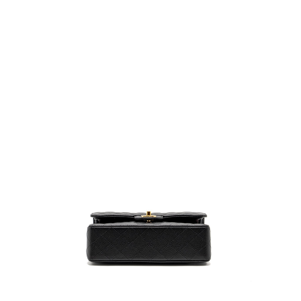CHANEL SMALL CLASSIC DOUBLE FLAP BAG CAVIAR BLACK GHW (MICROCHIP)