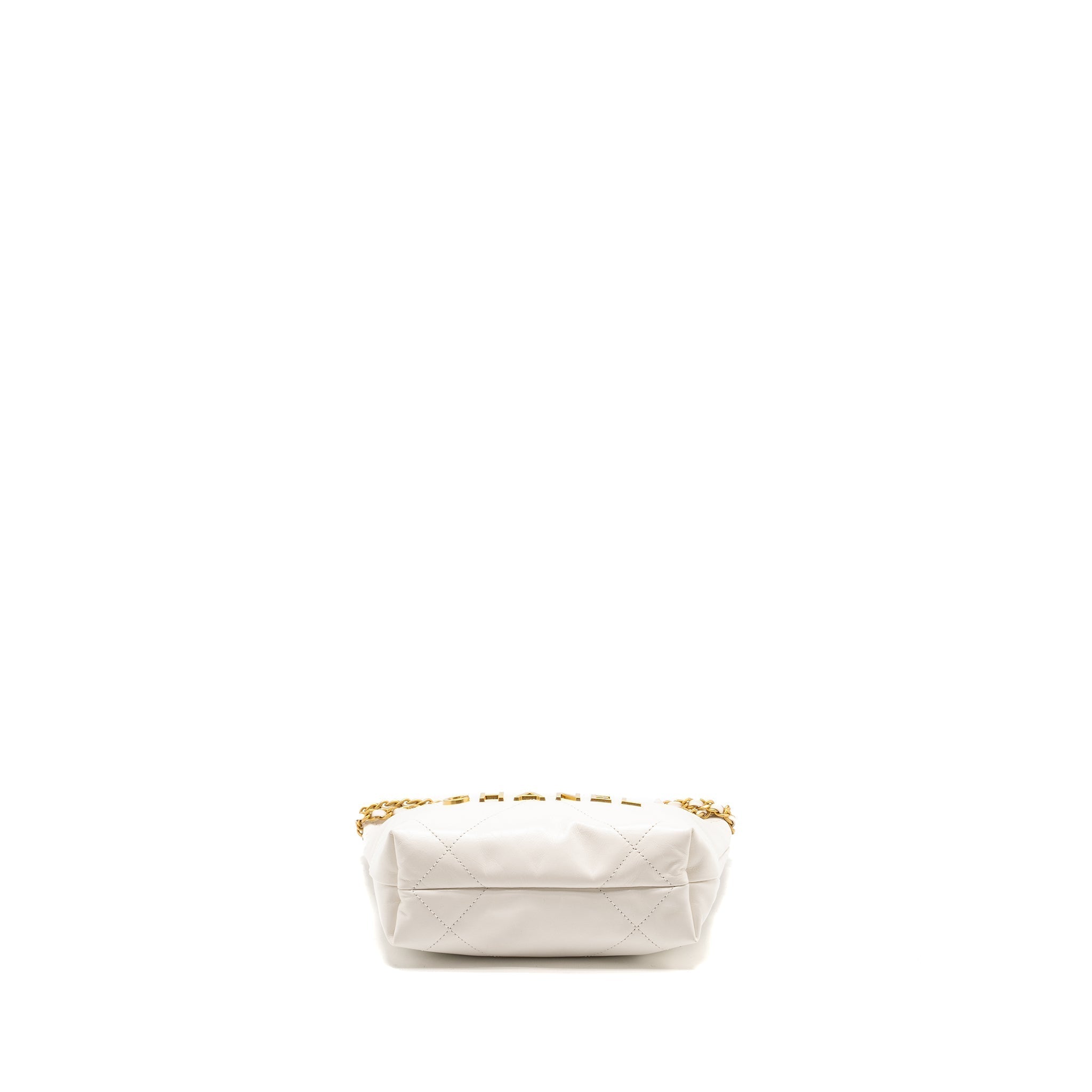 CHANEL MINI 22 BAG SHINY CALFSKIN WHITE GHW (MICROCHIP)