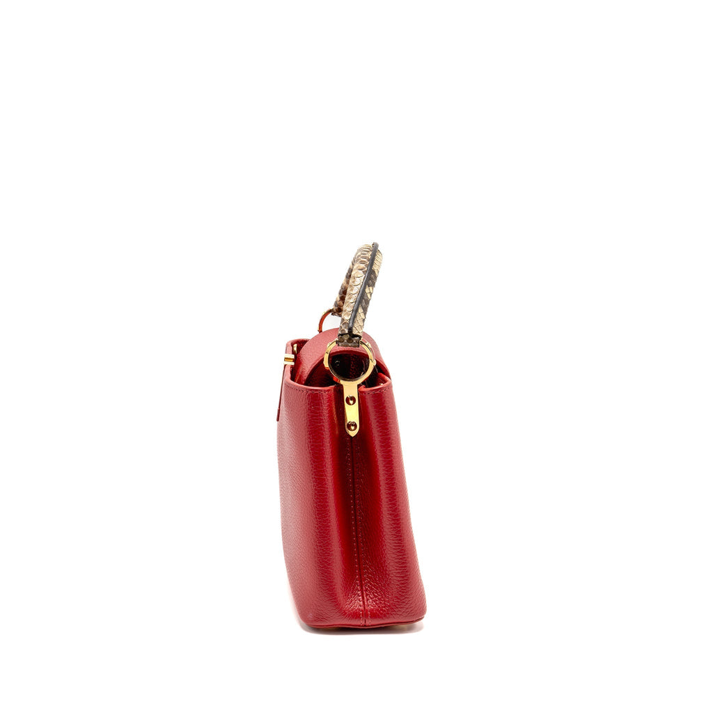 LOUIS VUITTON CAPUCINE BB WITH PYTHON HANDLE TAURILLON RED GHW