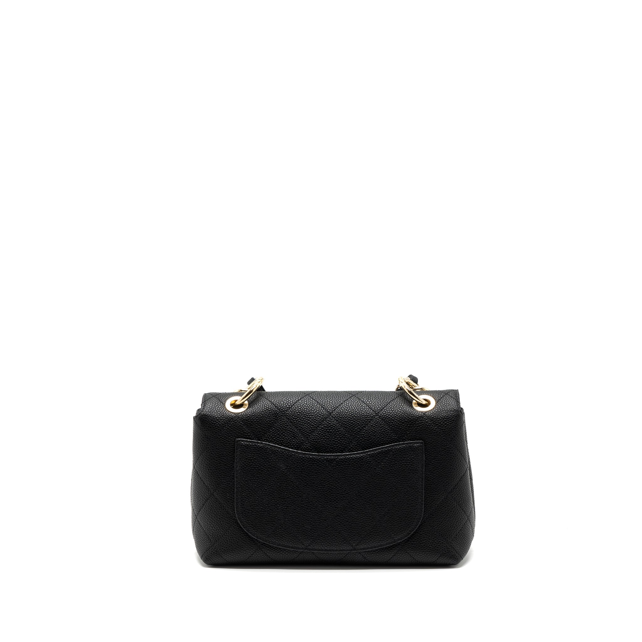 CHANEL FLAP BAG WITH CHAINS HANDLE QUILTED CALFSKIN BLACK GHW