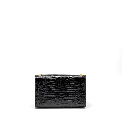 SAINT LAURENT/YSL KATE TASSEL BAG CROC-EMBOSSED CALFSKIN BLACK GHW