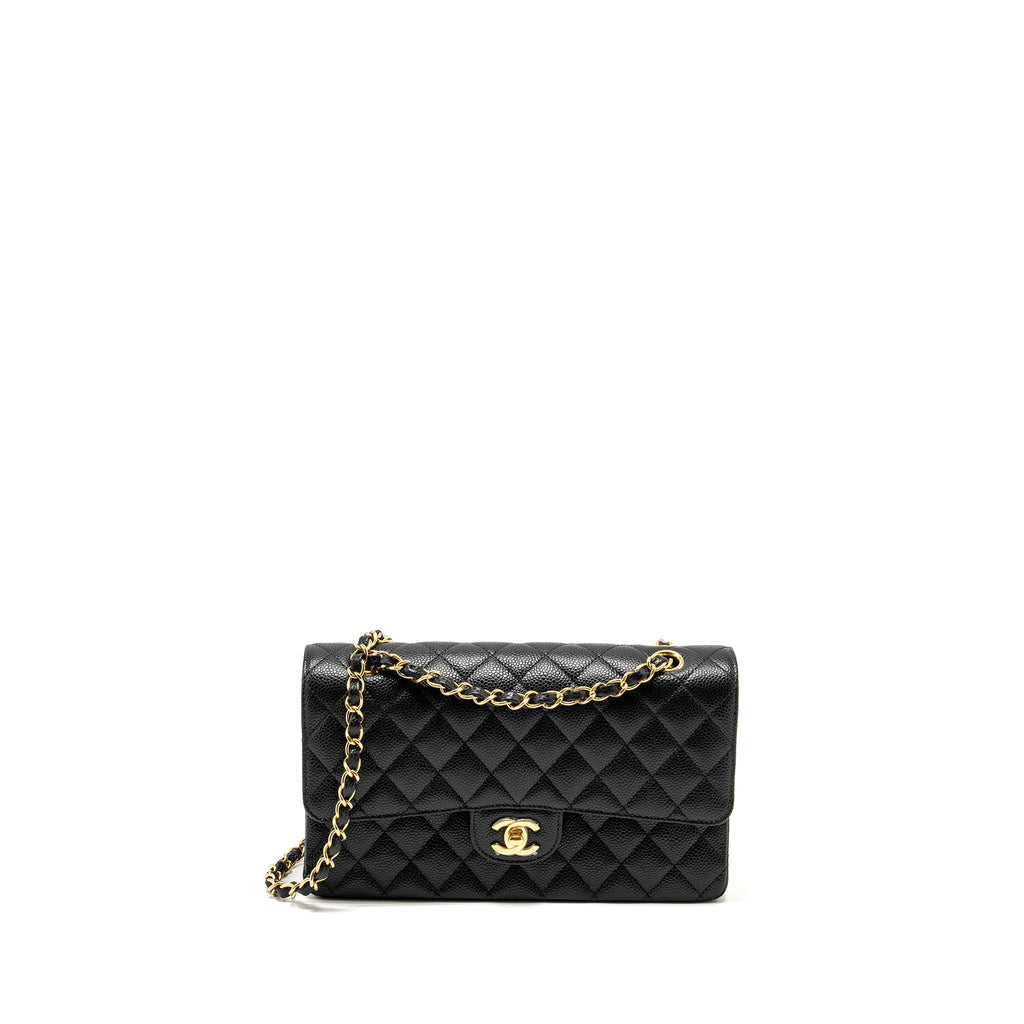 CHANEL MEDIUM CLASSIC DOUBLE FLAP BAG CAVIAR BLACK GHW (MICROCHIP)