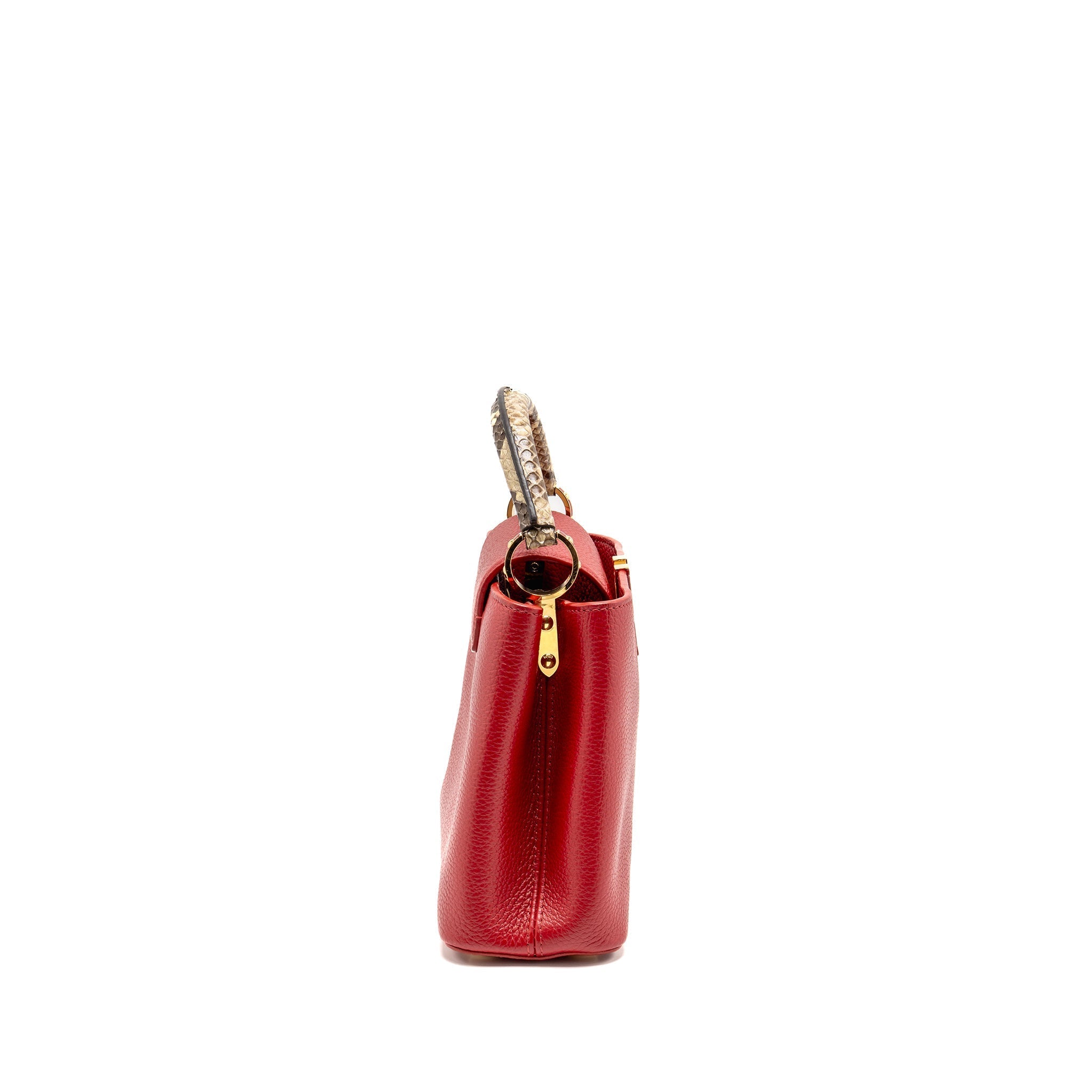 LOUIS VUITTON CAPUCINE BB WITH PYTHON HANDLE TAURILLON RED GHW