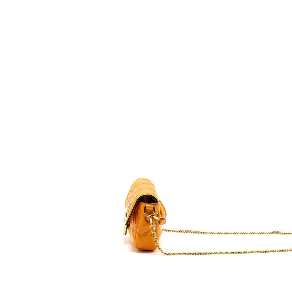 FENDI MINI BAGUETTE BAG NAPPA LAMBSKIN ORANGE GHW