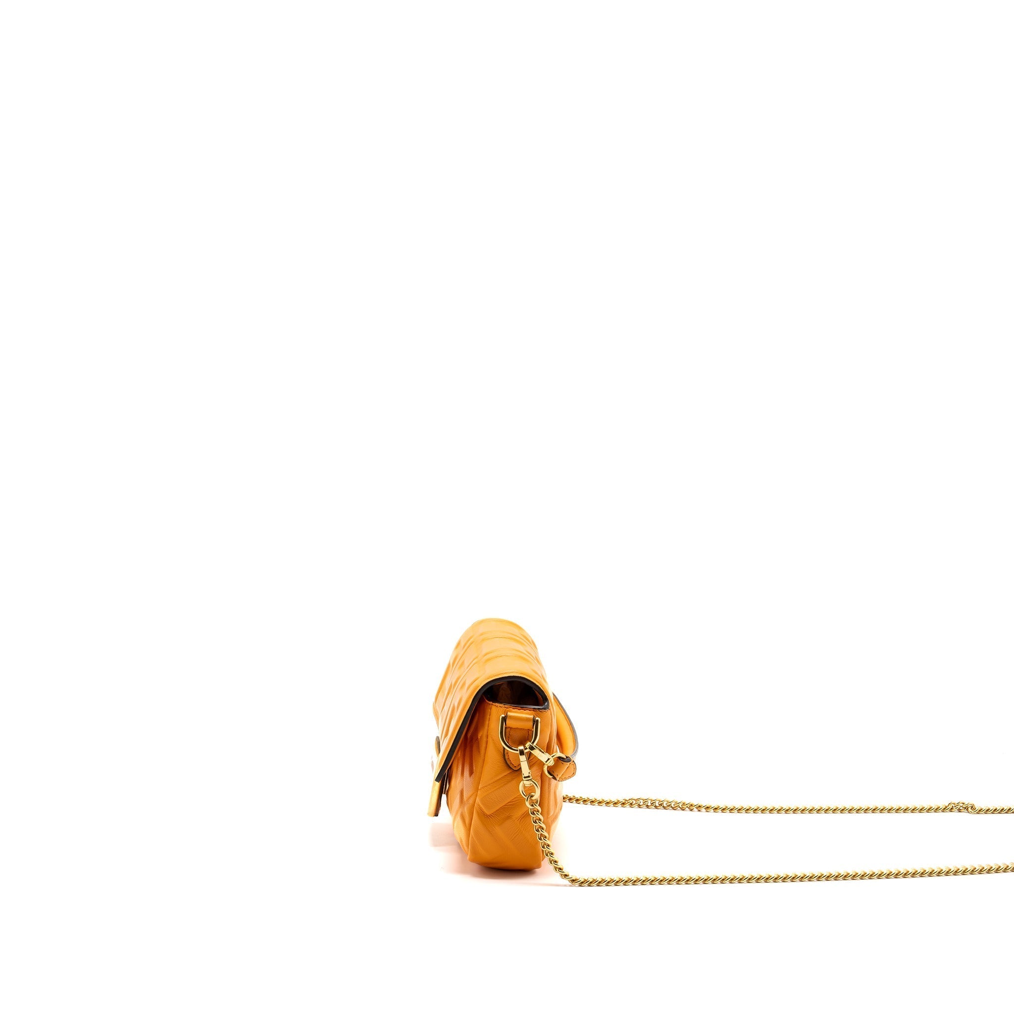 FENDI MINI BAGUETTE BAG NAPPA LAMBSKIN ORANGE GHW