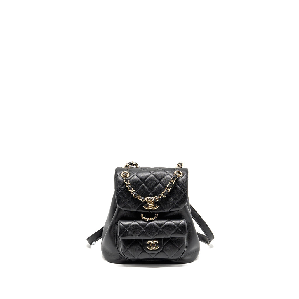 CHANEL MINI DUMA BACKPACK CALFSKIN BLACK LGHW (MICROCHIP)