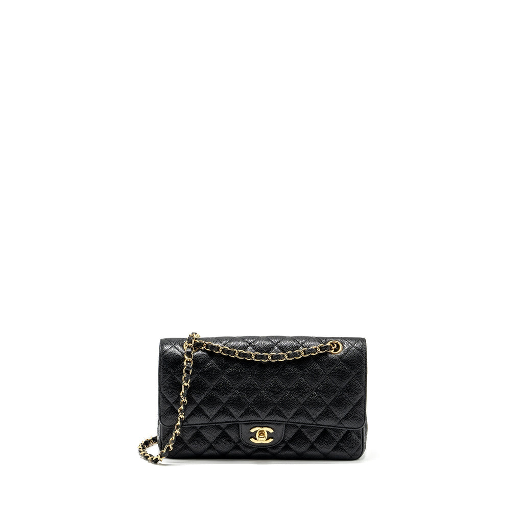 CHANEL MEDIUM CLASSIC DOUBLE FLAP BAG CAVIAR BLACK GHW