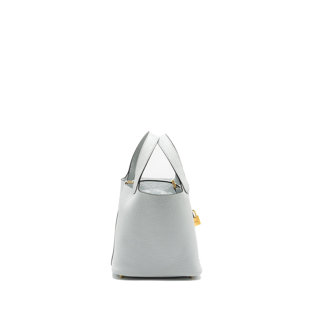 HERMES PICOTIN 18 LOCK BAG CLEMENCE BLUE PALE GHW
