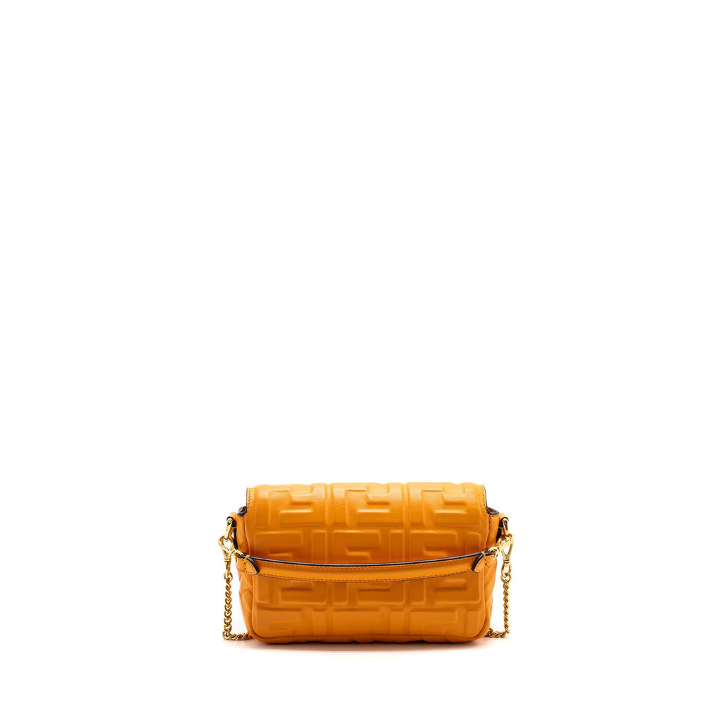 FENDI MINI BAGUETTE BAG NAPPA LAMBSKIN ORANGE GHW