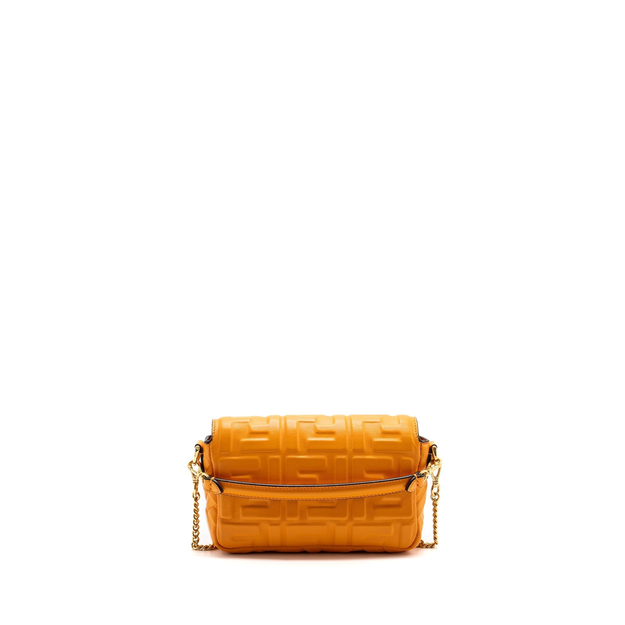 FENDI MINI BAGUETTE BAG NAPPA LAMBSKIN ORANGE GHW