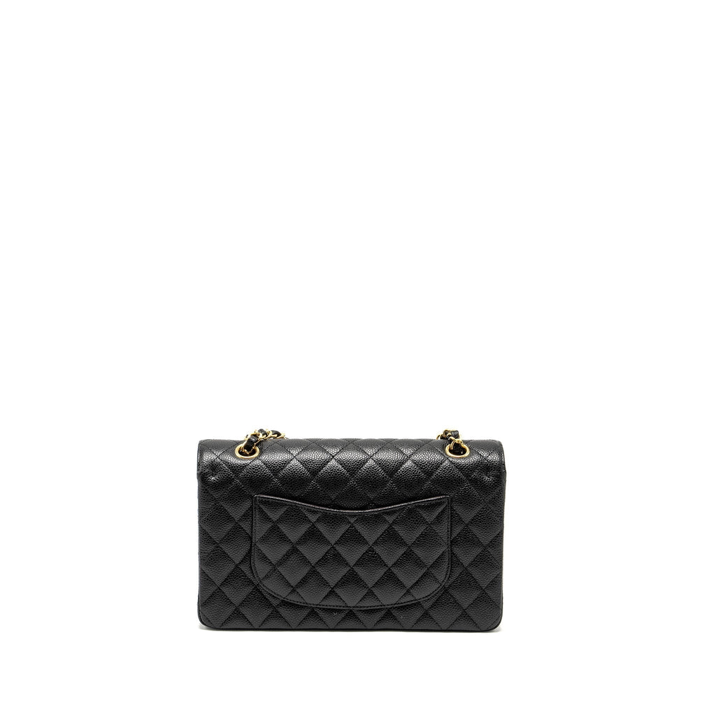 CHANEL MEDIUM CLASSIC DOUBLE FLAP BAG CAVIAR BLACK GHW (MICROCHIP)