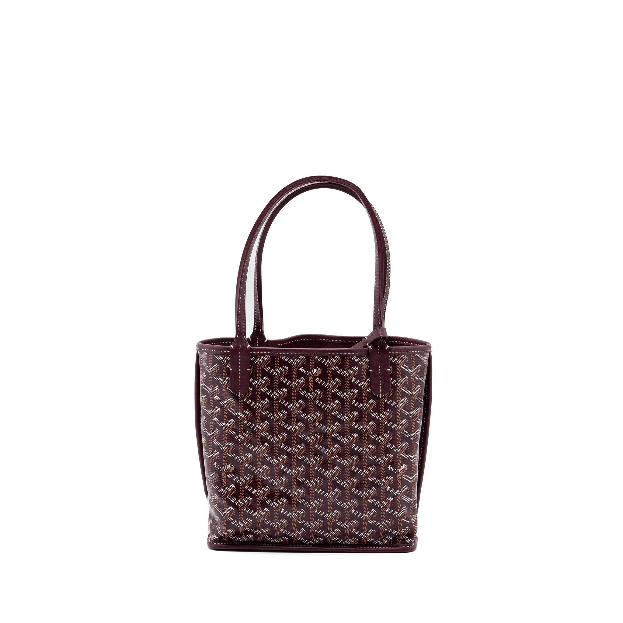 GOYARD ANJOU MINI TOTE CANVAS/CALFSKIN BURGUNDY SHW