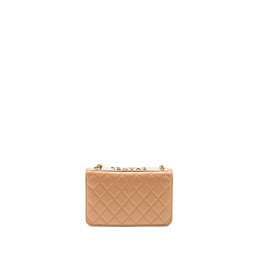 CHANEL TRENDY CC WALLET ON CHAIN LAMBSKIN DARK BEIGE LGHW (MICROCHIP)