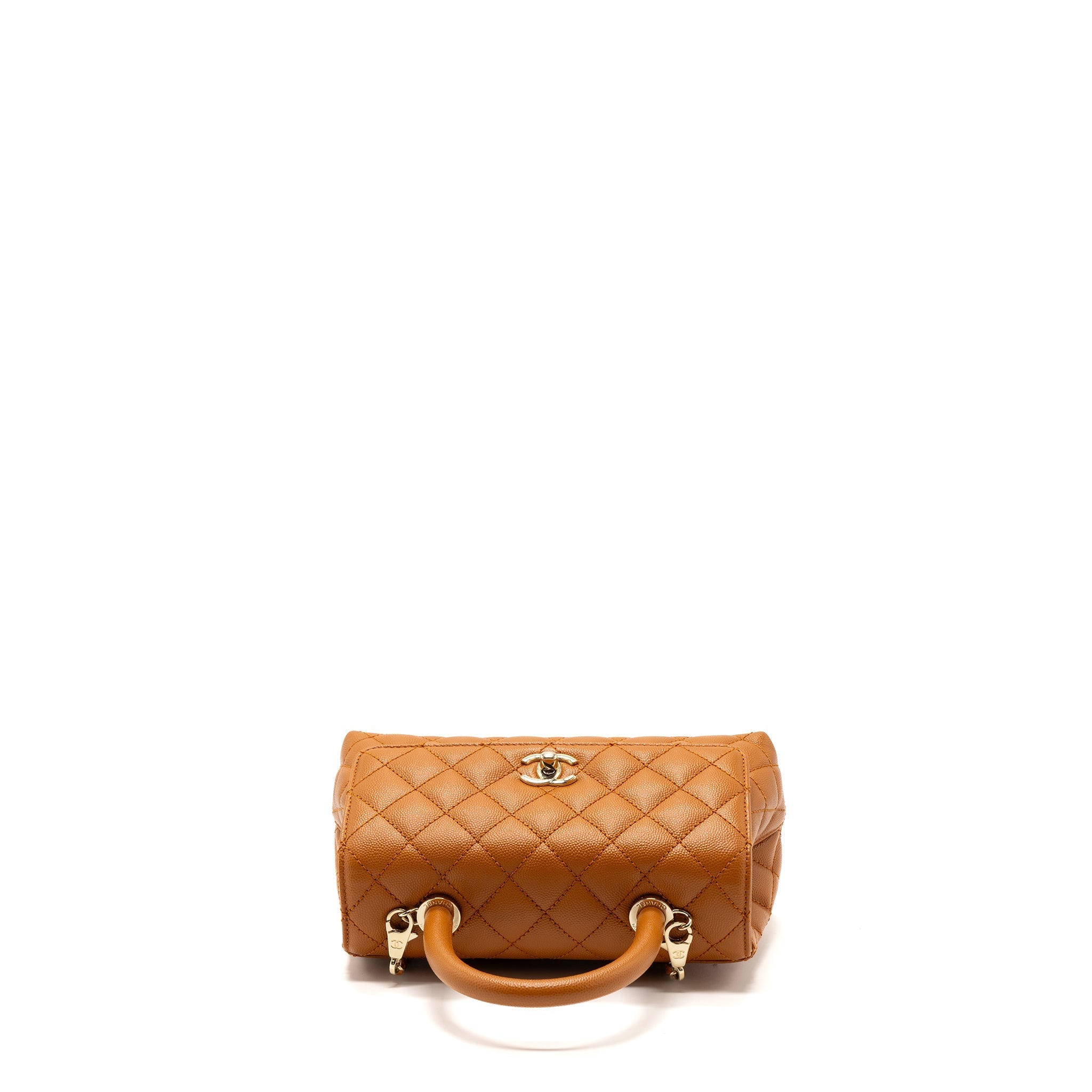 CHANEL SMALL COCO HANDLE CAVIAR CARAMEL GHW (MICROCHIP)