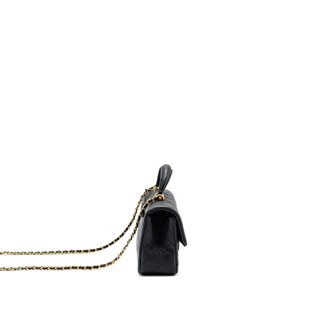 CHANEL TOP HANDLE MINI RECTANGULAR FLAP BAG CAVIAR BLACK GHW