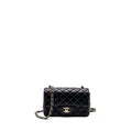 CHANEL MINI RECTANGULAR FLAP BAG LAMBSKIN BLACK LGHW (MICROCHIP)
