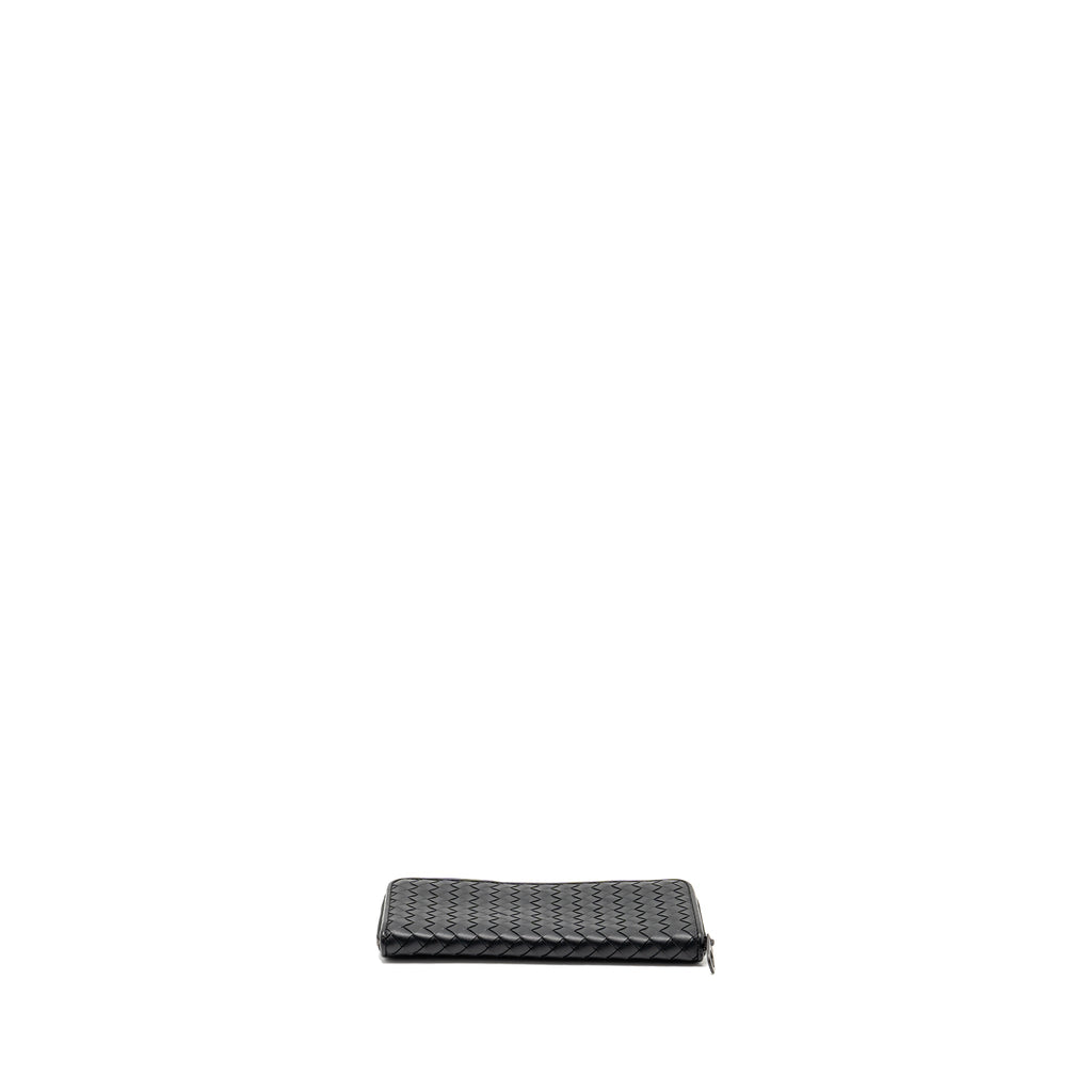 BOTTEGA VENETA INTRECCIATO WALLET CALFSKIN BLACK WITH BLACK HARDWARE
