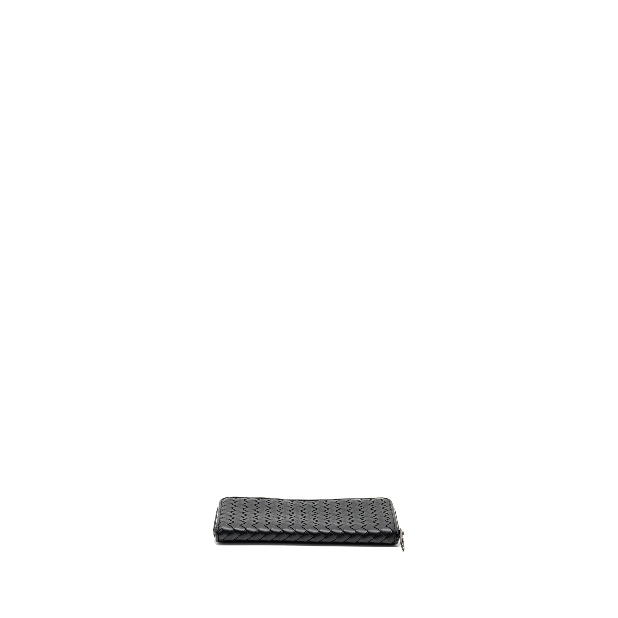 BOTTEGA VENETA INTRECCIATO WALLET CALFSKIN BLACK WITH BLACK HARDWARE