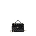 CHANEL 25P CC TOP HANDLE VANITY WITH CHAIN CAVIAR BLACK LGHW (MICROCHIP)
