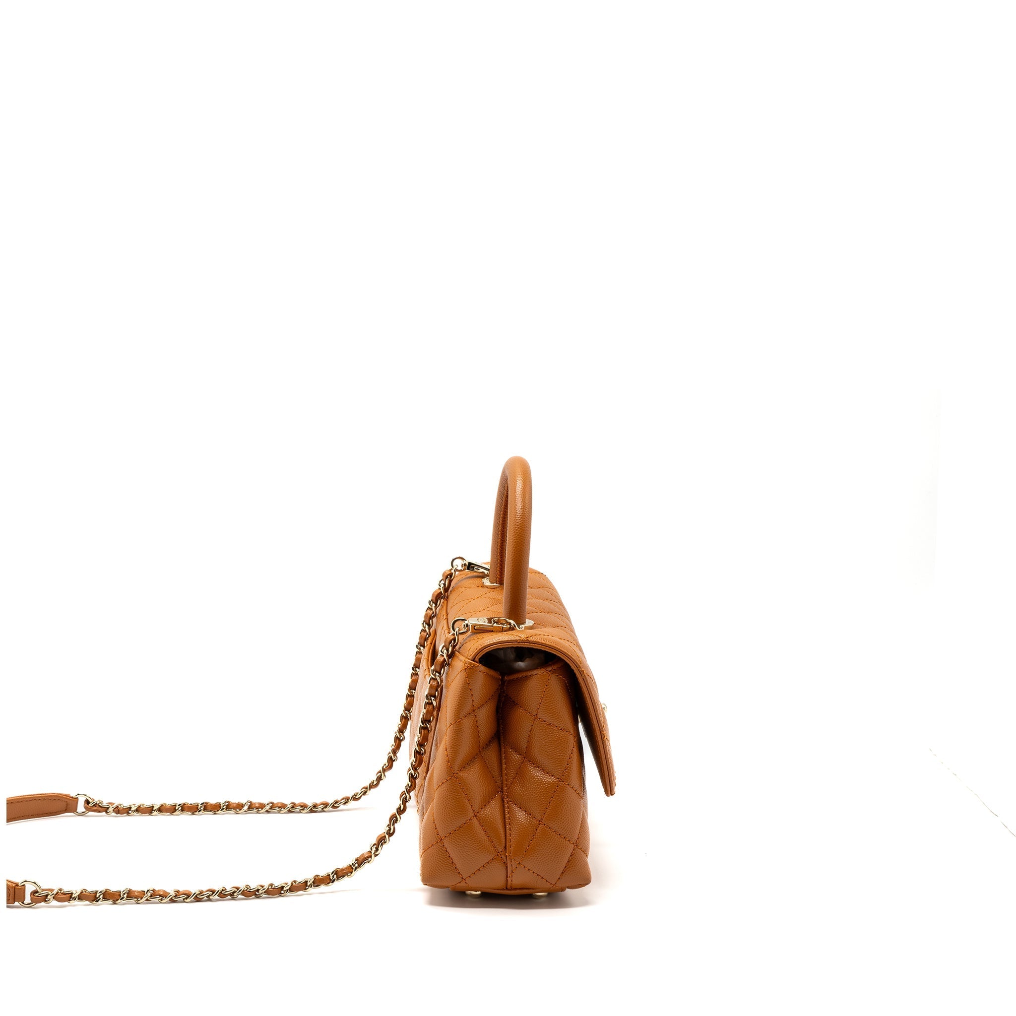 CHANEL SMALL COCO HANDLE CAVIAR CARAMEL GHW (MICROCHIP)