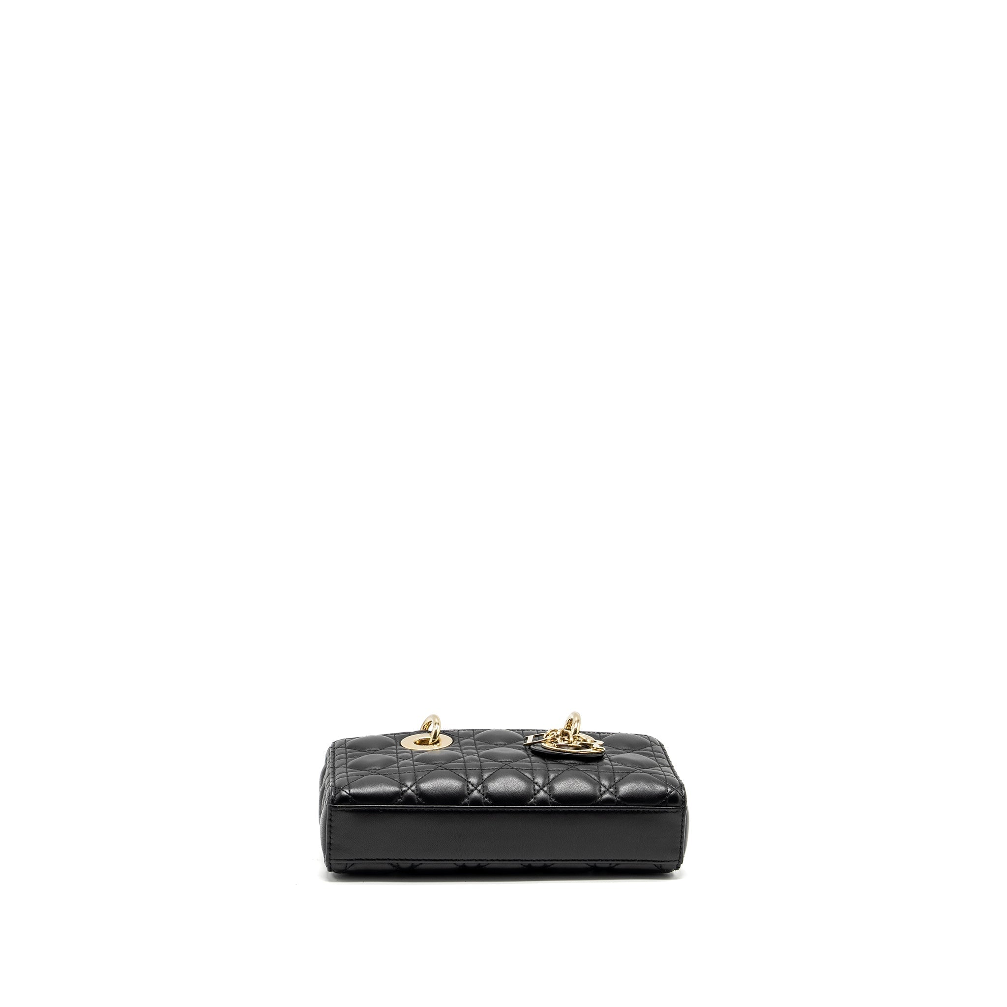 DIOR LADY D-JOY SMALL  BAG LAMBSKIN BLACK LGHW
