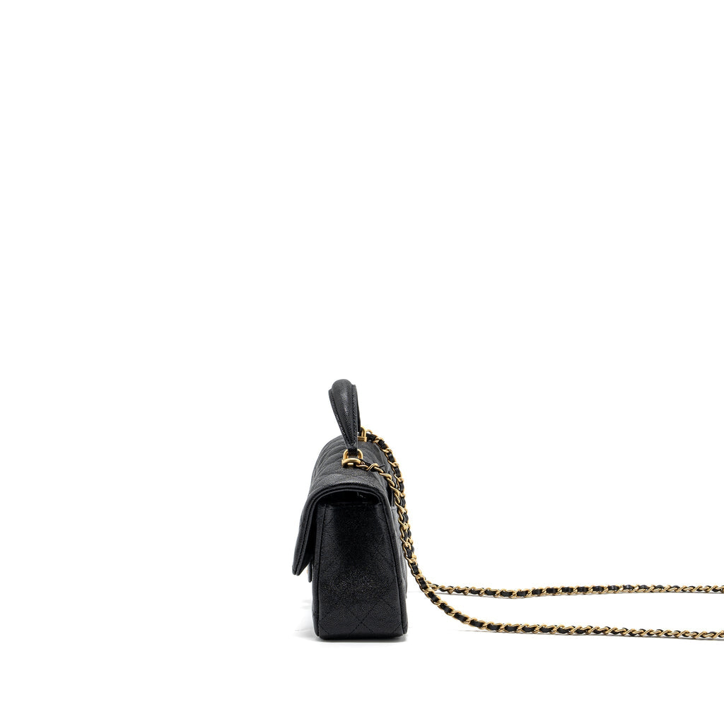 CHANEL TOP HANDLE MINI RECTANGULAR FLAP BAG CAVIAR BLACK GHW