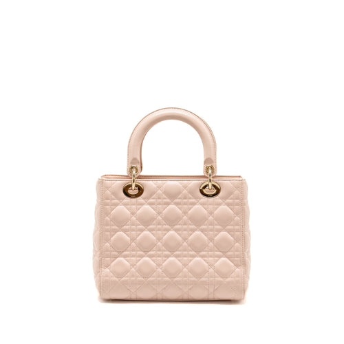 DIOR MEDIUM LADY DIOR LAMBSKIN LIGHT PINK LGHW