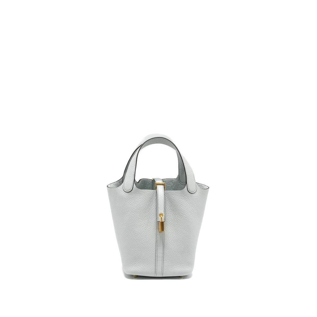 HERMES PICOTIN 18 LOCK BAG CLEMENCE BLUE PALE GHW