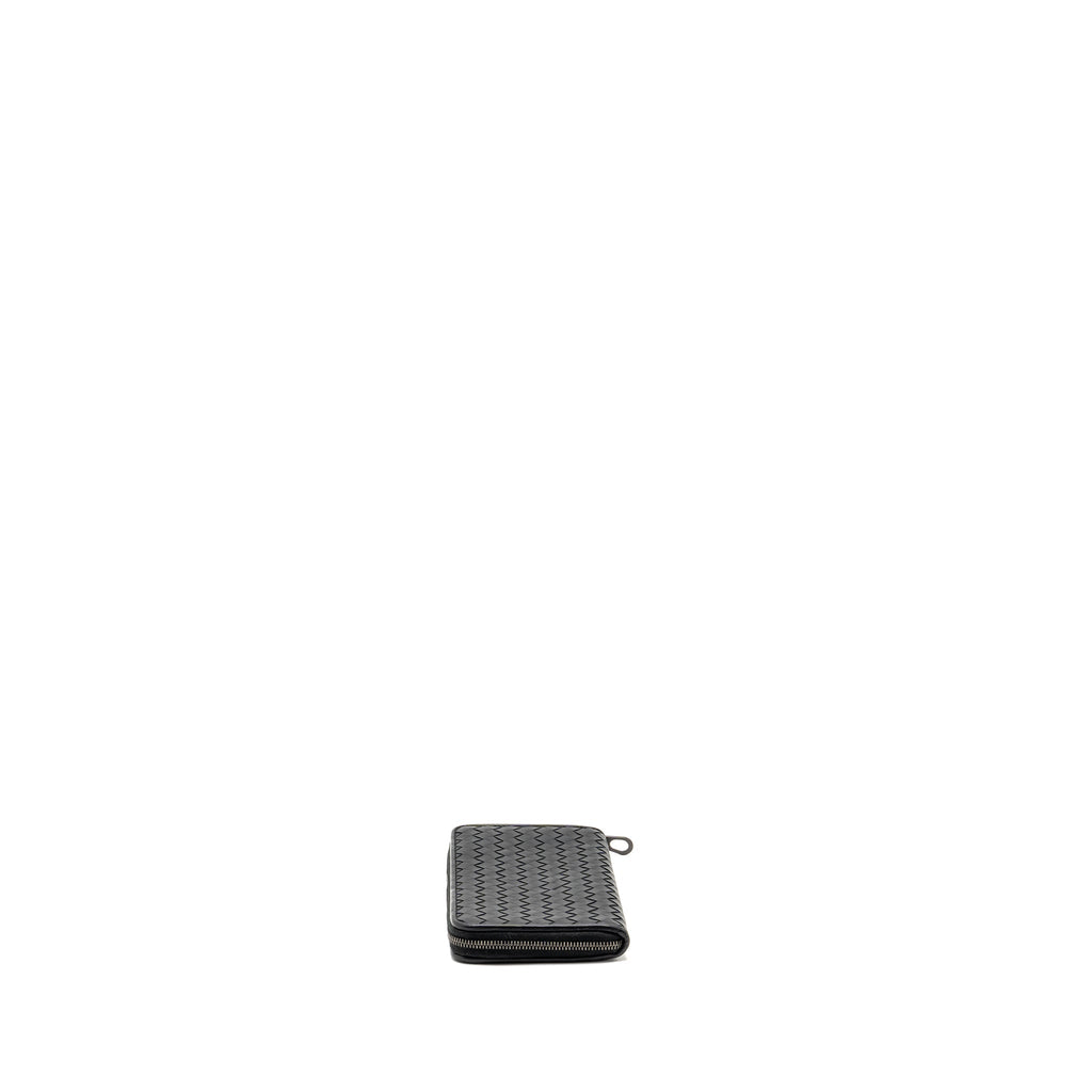 BOTTEGA VENETA INTRECCIATO WALLET CALFSKIN BLACK WITH BLACK HARDWARE