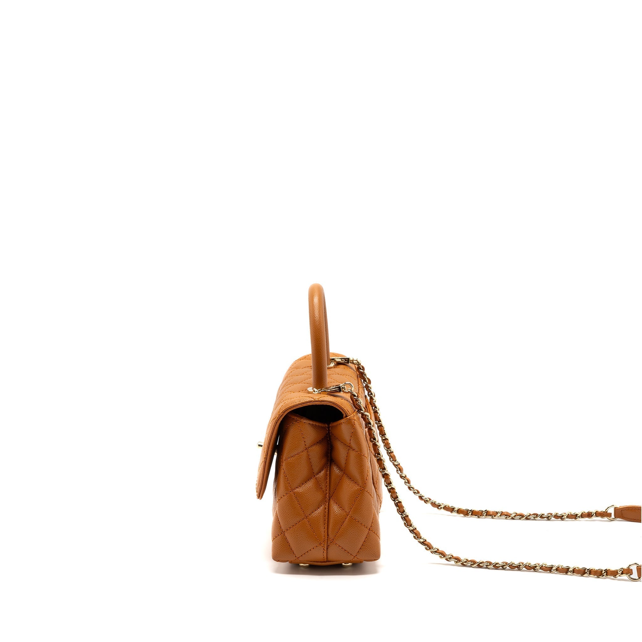 CHANEL SMALL COCO HANDLE CAVIAR CARAMEL GHW (MICROCHIP)