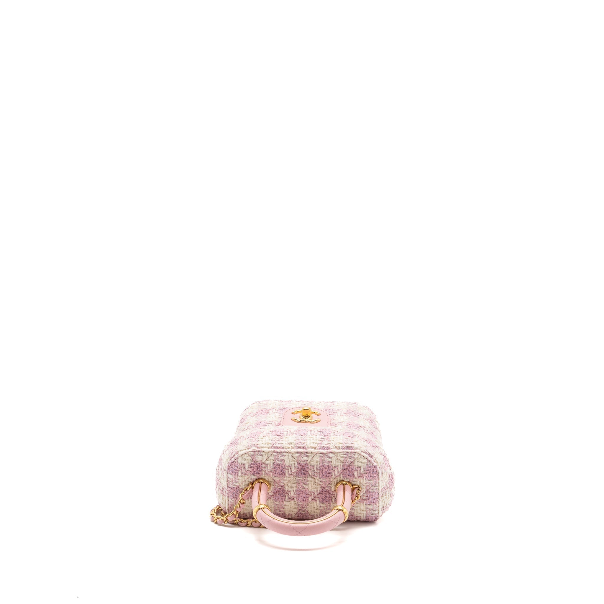 CHANEL 23S TOP HANDLE SMALL VANITY CASE WITH CHAIN TWEED/LAMBSKIN PINK BRUSHED GHW(MICROCHIP)