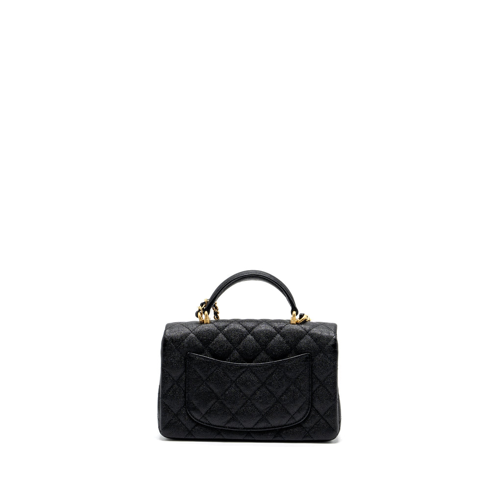 CHANEL TOP HANDLE MINI RECTANGULAR FLAP BAG CAVIAR BLACK GHW