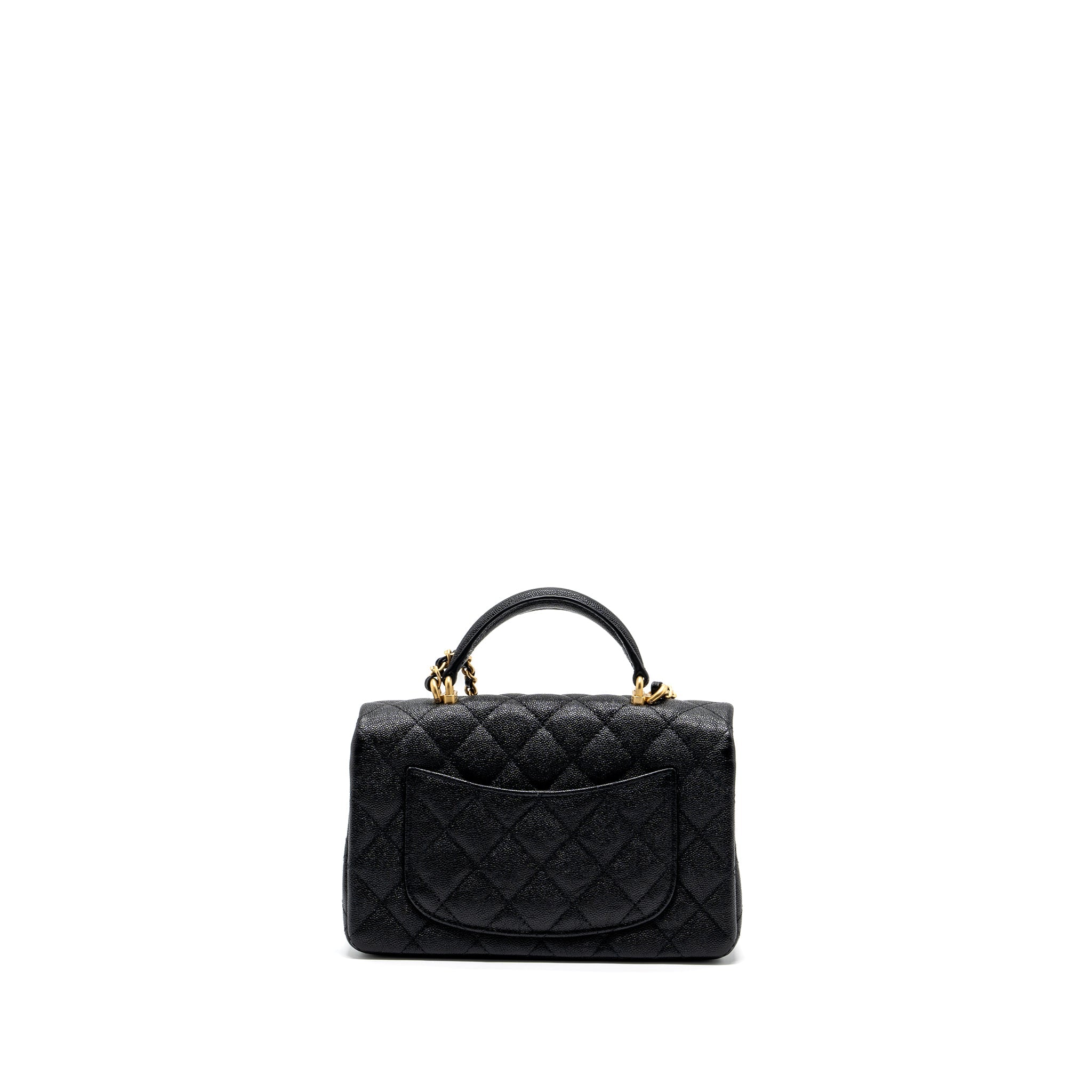 CHANEL TOP HANDLE MINI RECTANGULAR FLAP BAG CAVIAR BLACK GHW