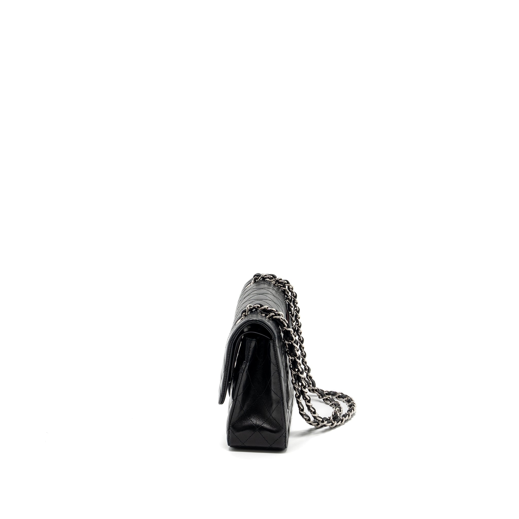 CHANEL MEDIUM CLASSIC DOUBLE FLAP BAG LAMBSKIN BLACK SHW