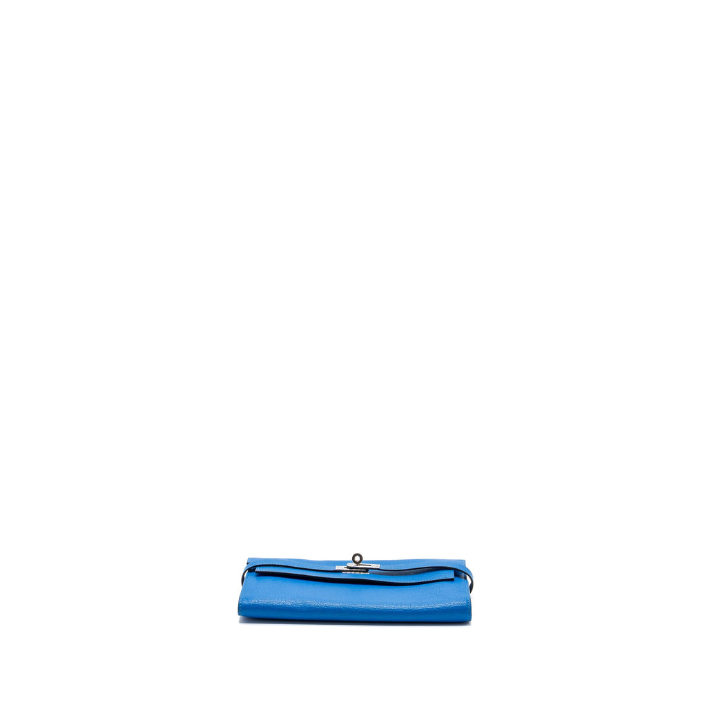 Hermes Kelly Classic Long Wallet Chèvre Mysore Blue Hydra SHW