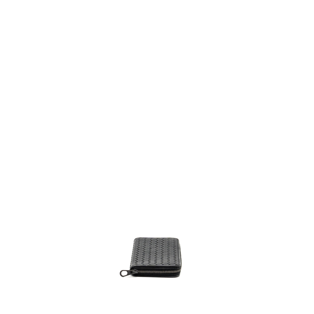 BOTTEGA VENETA INTRECCIATO WALLET CALFSKIN BLACK WITH BLACK HARDWARE