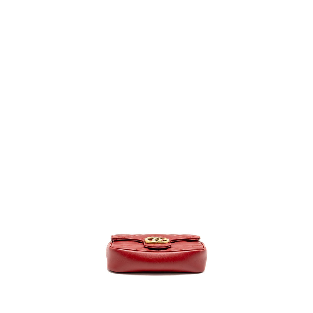 GUCCI GG MARMONT MINI BAG CALFSKIN RED BRUSHED GHW