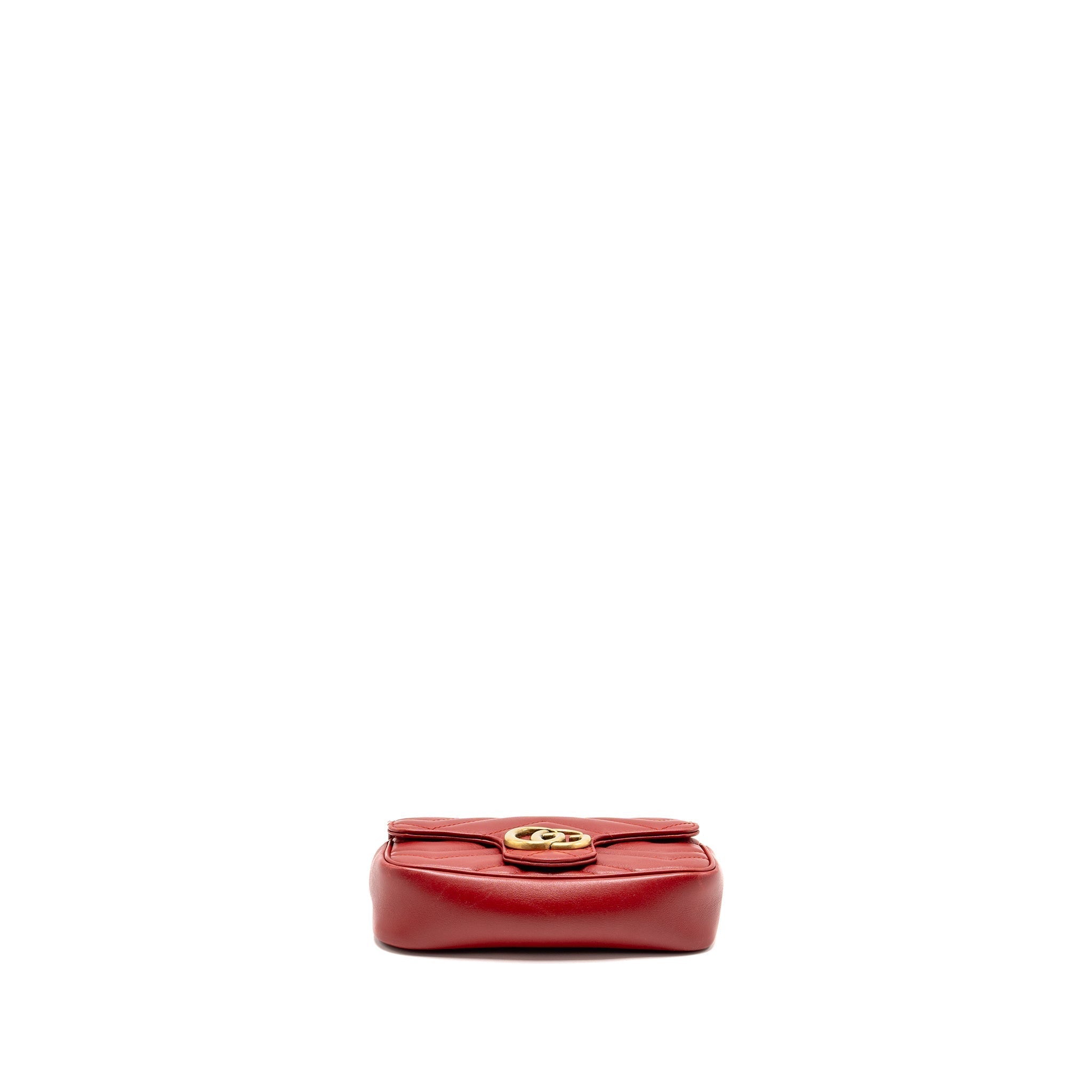 GUCCI GG MARMONT MINI BAG CALFSKIN RED BRUSHED GHW
