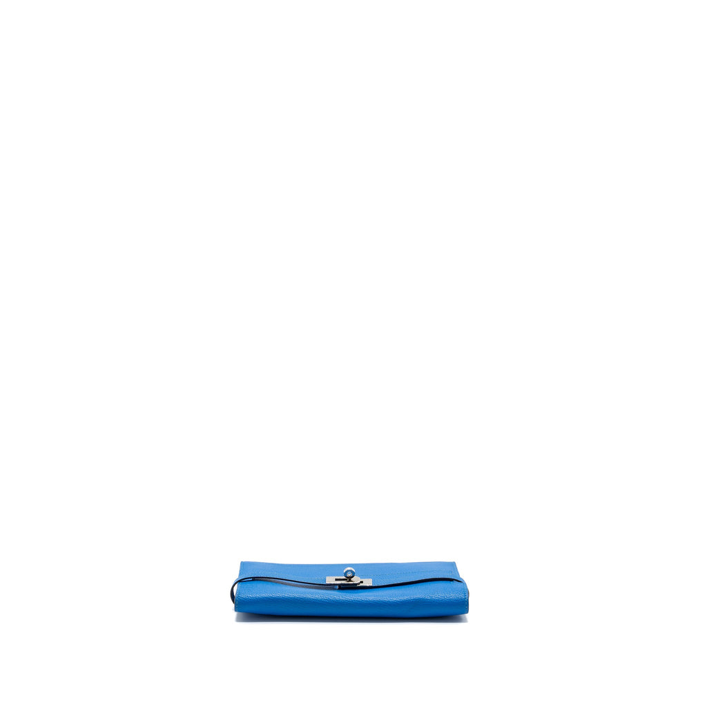 Hermes Kelly Classic Long Wallet Chèvre Mysore Blue Hydra SHW