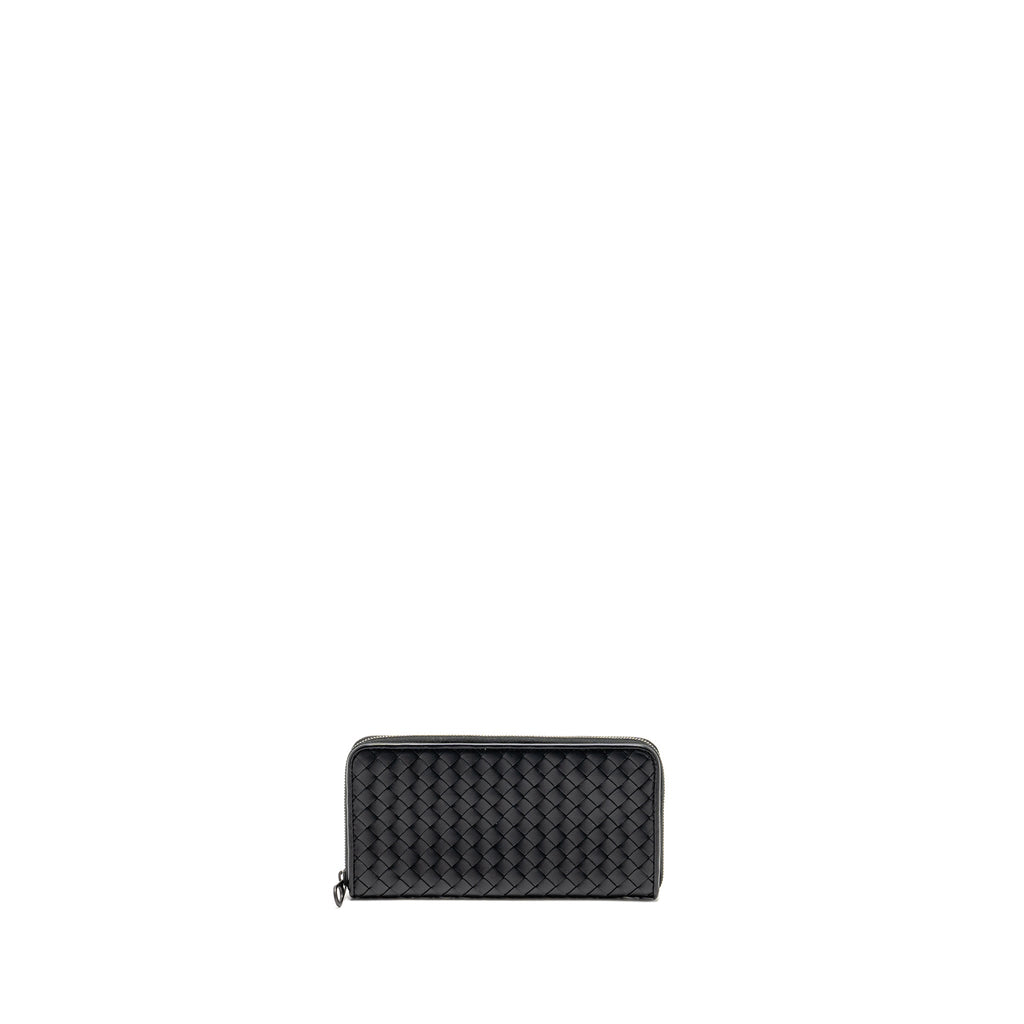 BOTTEGA VENETA INTRECCIATO WALLET CALFSKIN BLACK WITH BLACK HARDWARE