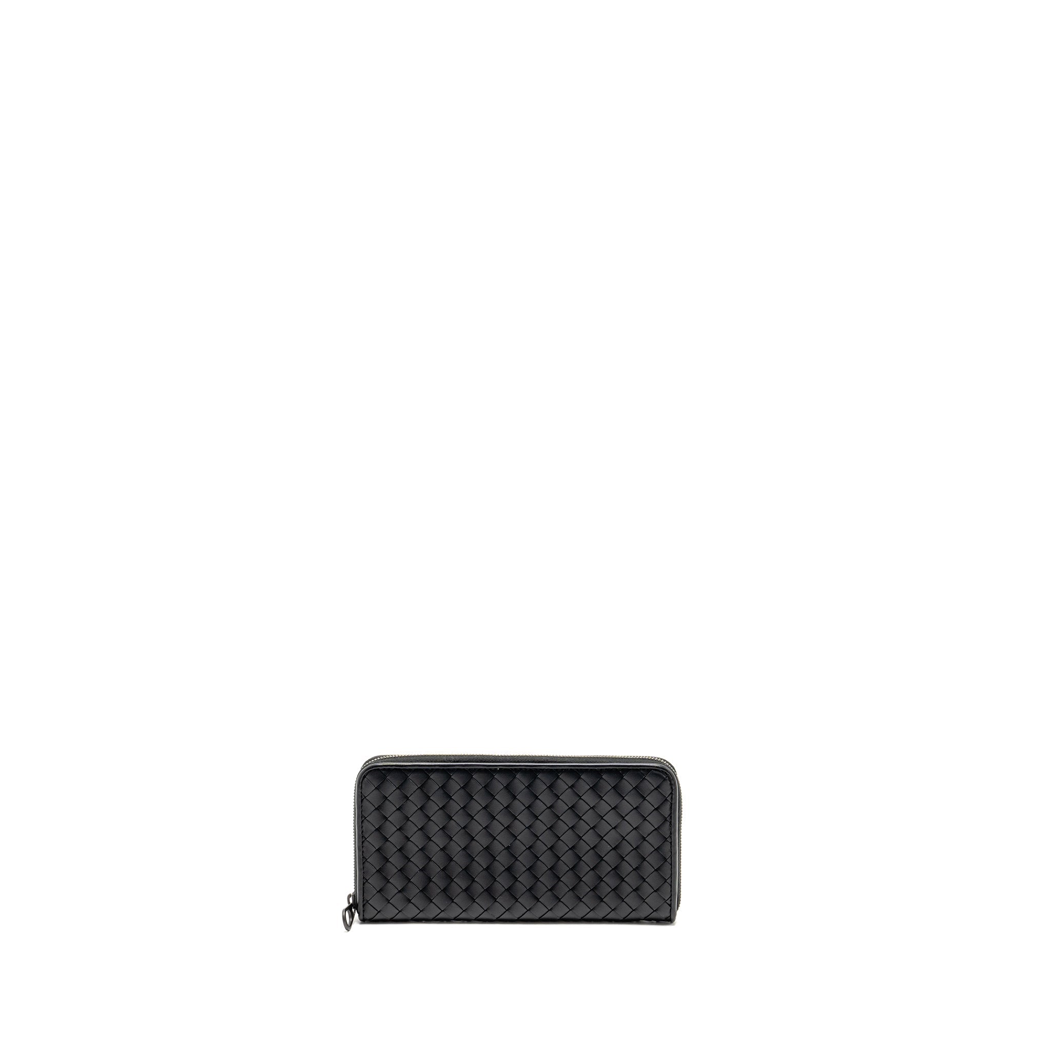 BOTTEGA VENETA INTRECCIATO WALLET CALFSKIN BLACK WITH BLACK HARDWARE
