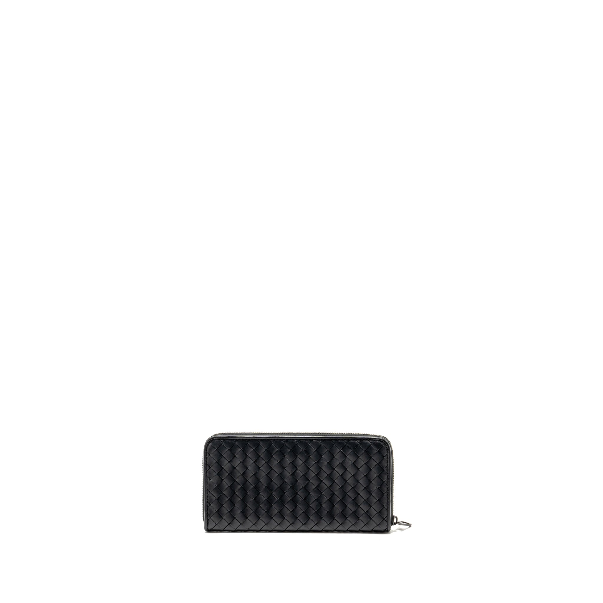 BOTTEGA VENETA INTRECCIATO WALLET CALFSKIN BLACK WITH BLACK HARDWARE