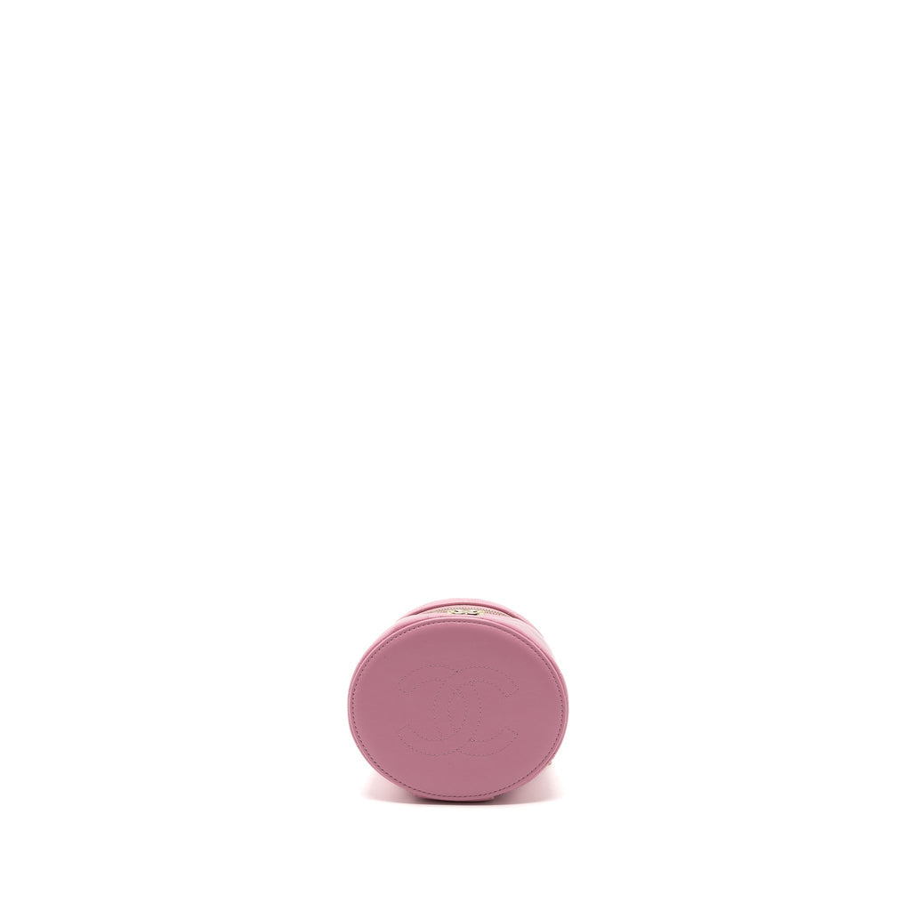 CHANEL TOP HANDLE VANITY CASE LAMBSKIN PINK LGHW