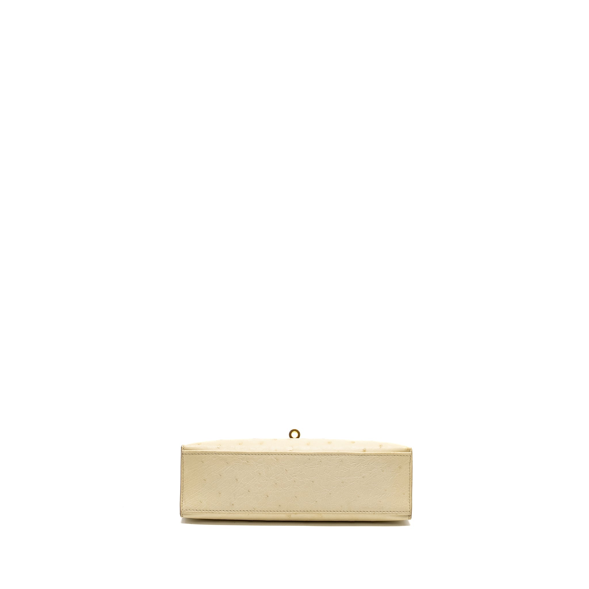 HERMES KELLY POCHETTE OSTRICH BETON GHW