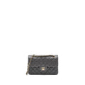 CHANEL SMALL CLASSIC DOUBLE FLAP BAG LAMBSKIN 22A GREY LGHW (MICROCHIP)