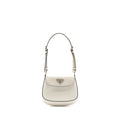 PRADA MINI CLEO SHOULDER BAG BRUSHED LEATHER WHITE SHW