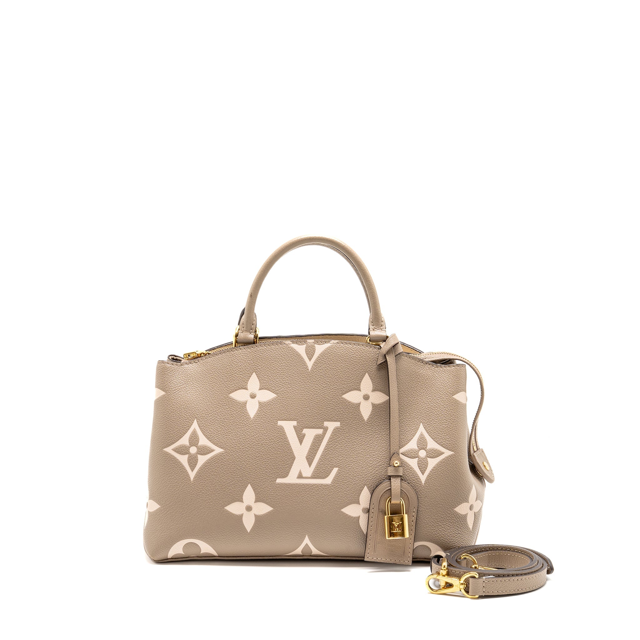LOUIS VUITTON PETIT PALAIS BAG BICOLOUR MONOGRAM EMPREINTE LEATHER TOURTERELLE/CREME GHW
