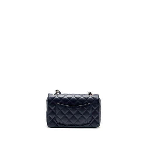 CHANEL CLASSIC MINI RECTANGULAR FLAP BAG CAVIAR NAVY SHW